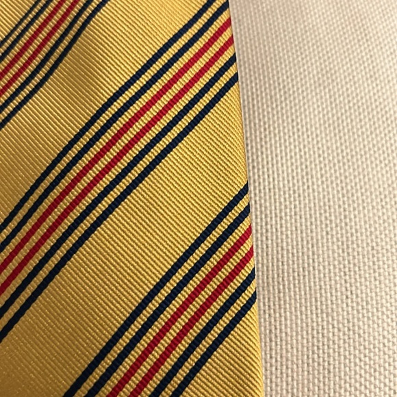 Ben Silver 100% Silk Men's Neck Tie - Charleston - London- Gold/Red/Navy OS - Picture 3 of 5